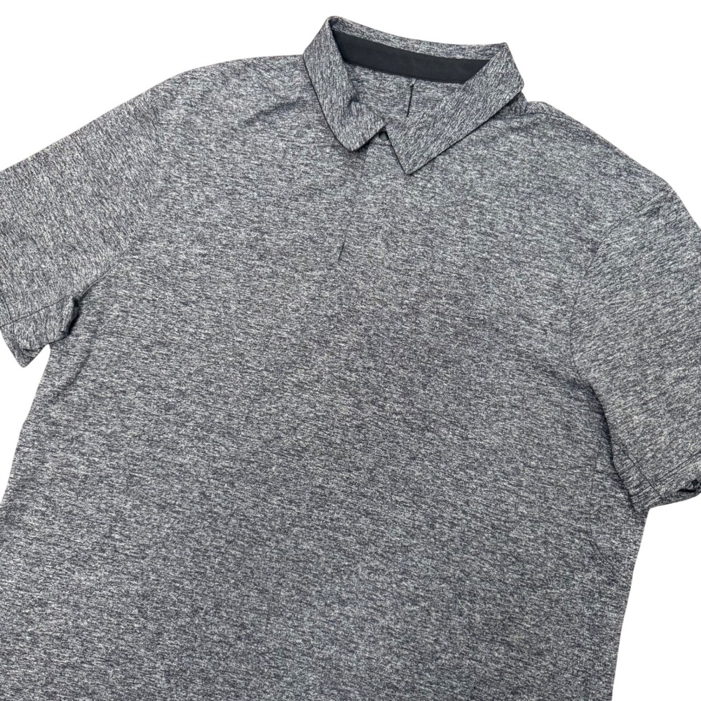 Lululemon Drysense Polo Shirt Mens XL Grey Space Dye Hidden Zip Snap Performance